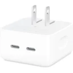 Apple 35W Dual USB-C Port Compact Power Adapter, Shared Charging, Travel-Friendly Design, White