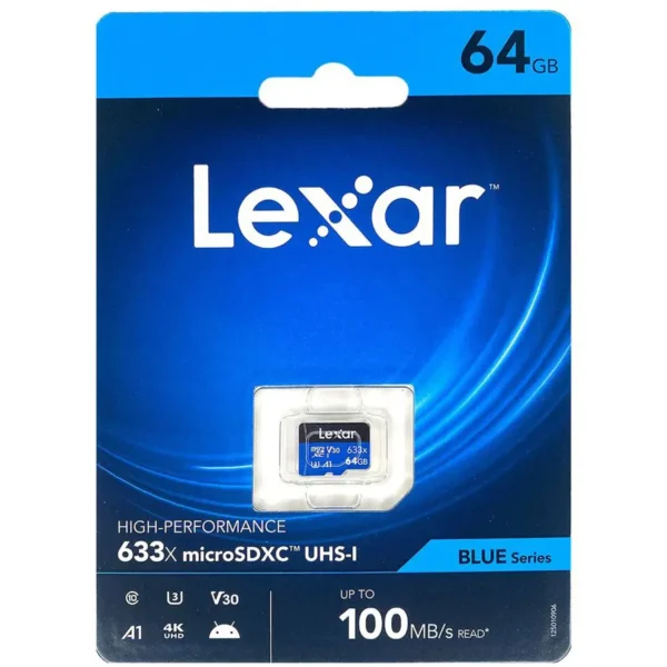 Lexar 64GB High-Performance 633x microSDXC UHS-I Card BLUE Series LMS0633064G-BNNNG | Up to 100MB/s