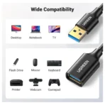 Ugreen USB 3.0 Extension Cable USB Extender Male to Female, 50Gbps, 3m, Black 30127 - Image 2