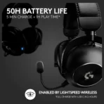 Logitech Pro X 2 Lightspeed Wireless Gaming Headset, 50mm Graphene Drivers, Blue VO!CE 6mm Detachable Boom Mic, 50-Hour Battery, 30m Wireless Range, Black - Image 3