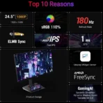 ASUS ROG Strix XG259CS Gaming Monitor 24.5 Inch 1080P, HDR, 180Hz, 1ms, Fast IPS, ELMB Sync, USB-C, G-SYNC Compatible - Image 3